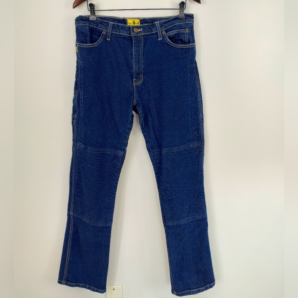 Draggin Roomoto MR 4+ Motorcycle Riding Jeans Size 12 Blue Dyneema Kevlar Lined